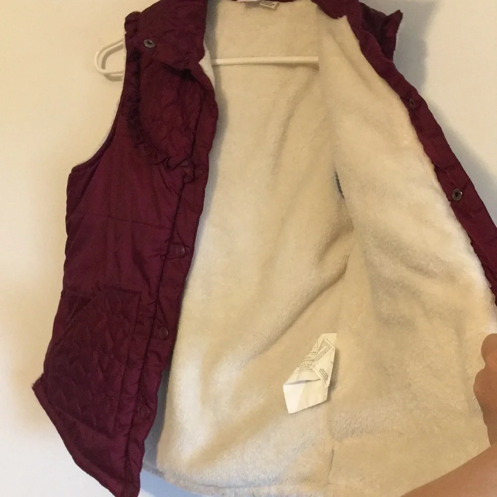 Roxy Estilo Sherpa Lined Maroon Girls Large Puffer Vest